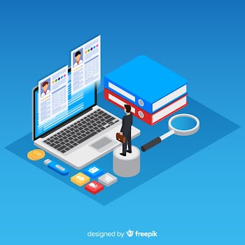 Isometric hiring concept background Free Vector