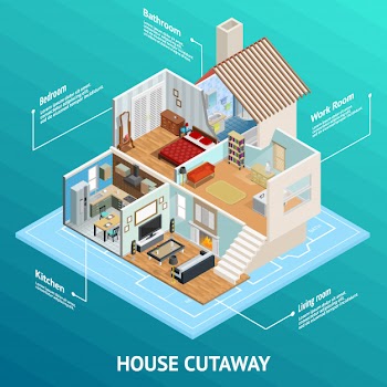 Isometric house profile concept Free Vector