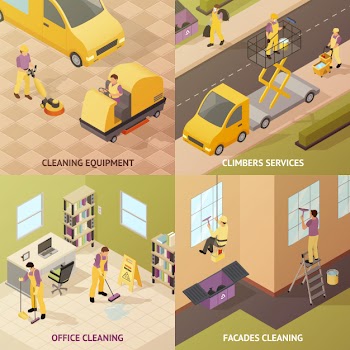 Isometric industrial cleaning Free Vector