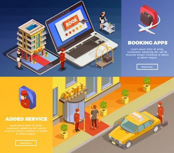Isometric infographic booking banners Free Vector