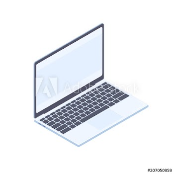 Isometric laptop isolated on white background
