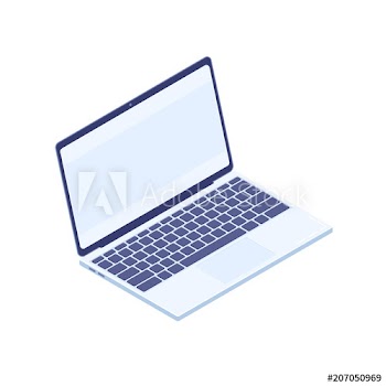 Isometric laptop isolated on white background