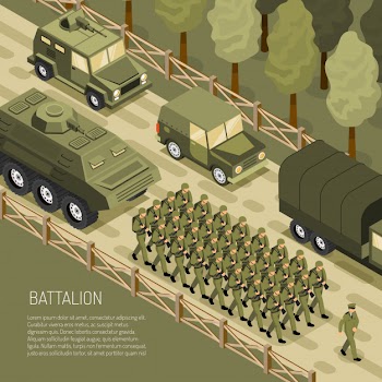 Isometric military campaign background Free Vector