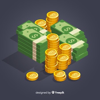 Isometric money background Free Vector