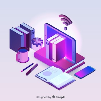 Isometric online education concept Free Vector