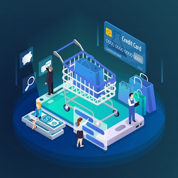 Isometric online shopping illustration Free Vector