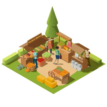 Isometric outdoor farm market Free Vector