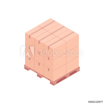 Isometric pallet with boxes