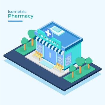 Isometric pharmacy concept Free Vector