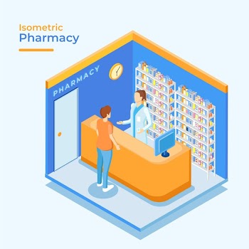 Isometric pharmacy Free Vector