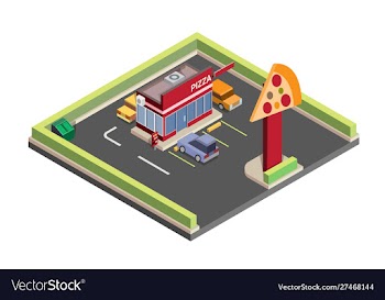 Isometric pizza store drive thru vector image