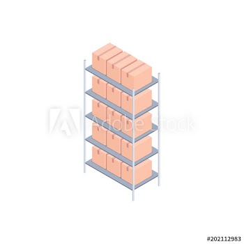 Isometric racks with boxes