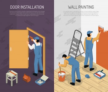 Isometric renovation banners Free Vector