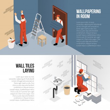 Isometric renovation banners Free Vector