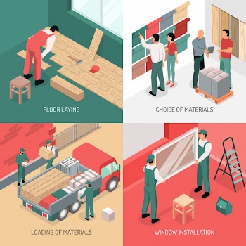 Isometric renovation design concept Free Vector