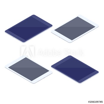 Isometric set of digital tablets isolated illustration