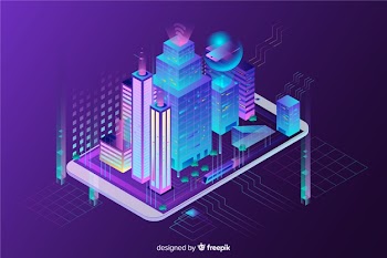 Isometric smart city background Free Vector