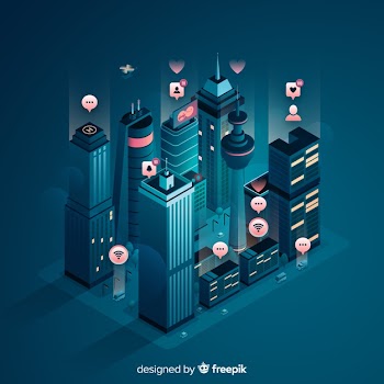 Isometric smart city background Free Vector