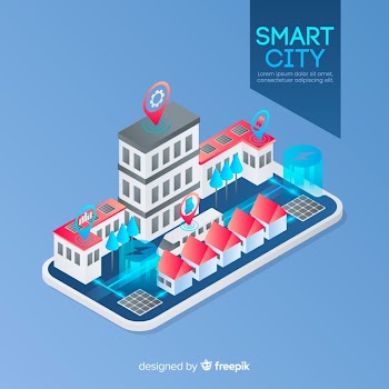 Isometric smart city background Free Vector
