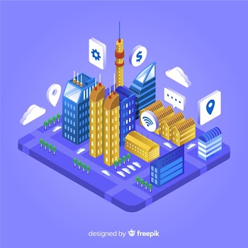 Isometric smart city Free Vector