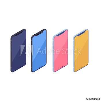 Isometric smartphone kit isolated on white background