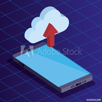 isometric smartphone technology with cloud data upload