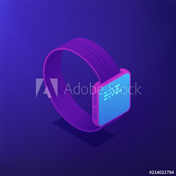 Isometric smartwatch with data on the screen