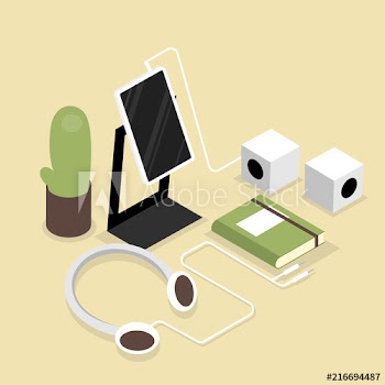 Isometric student workplace
