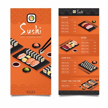 Isometric sushi restaurant menu template Free Vector