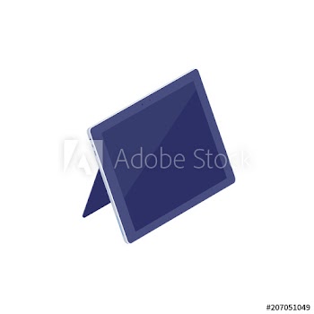 Isometric tablet with smart case and blank display isolated illustration
