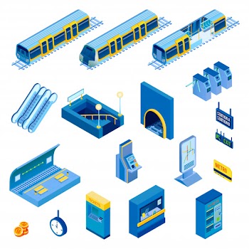 Isometric underground set Free Vector