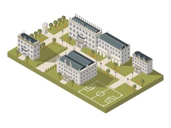 Isometric university campus concept Free Vector