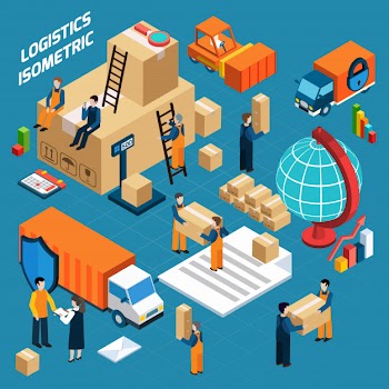 Isometric warehouse logistics concept