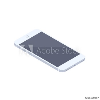 Isometric white smartphone isolated illustration
