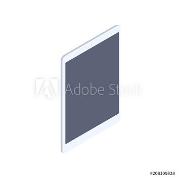 Isometric white tablet isolated illustration