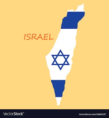 Israel map painted in the color of the flag vector image