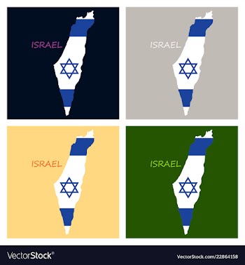 Israel map painted in the color of the flag vector image