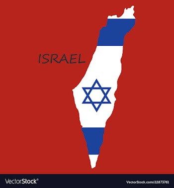 Israel map painted in the color of the flag vector image
