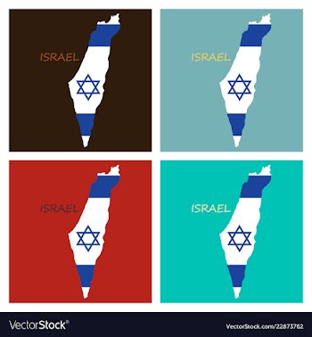 Israel map painted in the color of the flag vector image