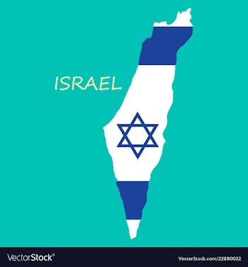 Israel map painted in the color of the flag vector image