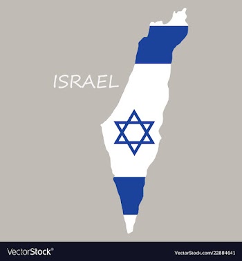 Israel map painted in the color of the flag vector image