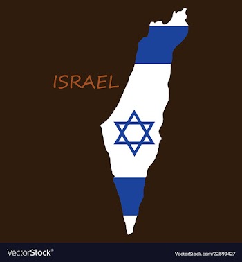 Israel map painted in the color of the flag vector image
