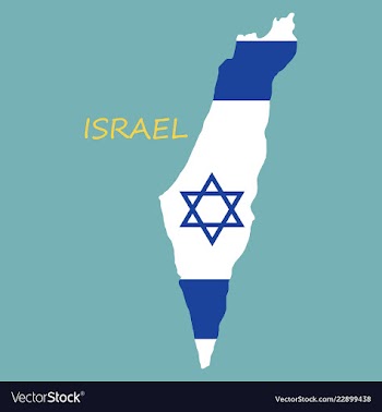 Israel map painted in the color of the flag vector image
