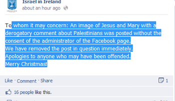 Israeli embassy in Ireland's latest Facebook post: If Jesus were ...