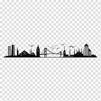 Istanbul Skyline Silhouette, wall stickers decorative windows transparent background PNG clipart