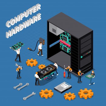 It engineer isometric compoisition Free Vector
