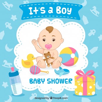It's a boy baby shower background Free Vector