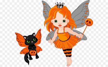 It's Halloween Trixie the Halloween Fairy Clip art - Transparent Halloween Fairy and Cat 