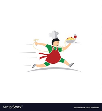 Italian chef running vector image