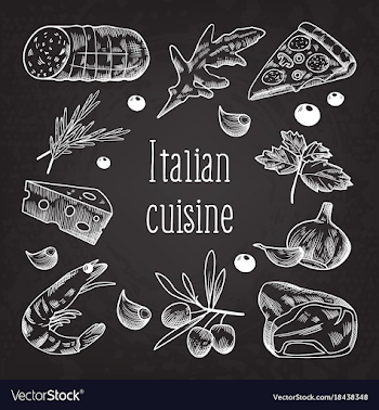Italian cuisine sketch doodle chalkboard food Vector Image
